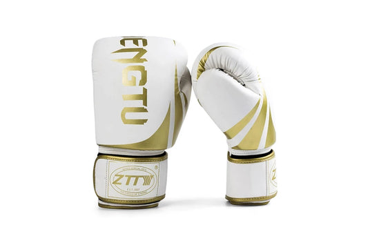 ZTTY Boxing Gloves Boxing Training Gloves[White and Gold , 10Oz]