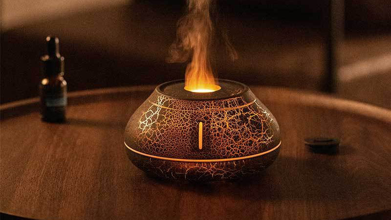 New Humidifier Colorful Simulation Flame Aroma Diffuser Desktop Creativity Humidifier for Home Room