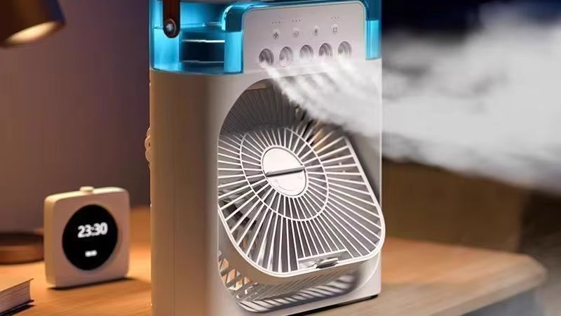 3 in 1 New Fan Air Conditioner Household Small Air Cooler LED Night Light Portable Humidifier Air Adjustment Fan Office Home Fan