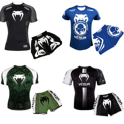 Short Sleeved Boxing Pants Set MMA Men'S and Women'S Outdoor Sports Casual Fashion Trend Comfortable Quick Drying Adult